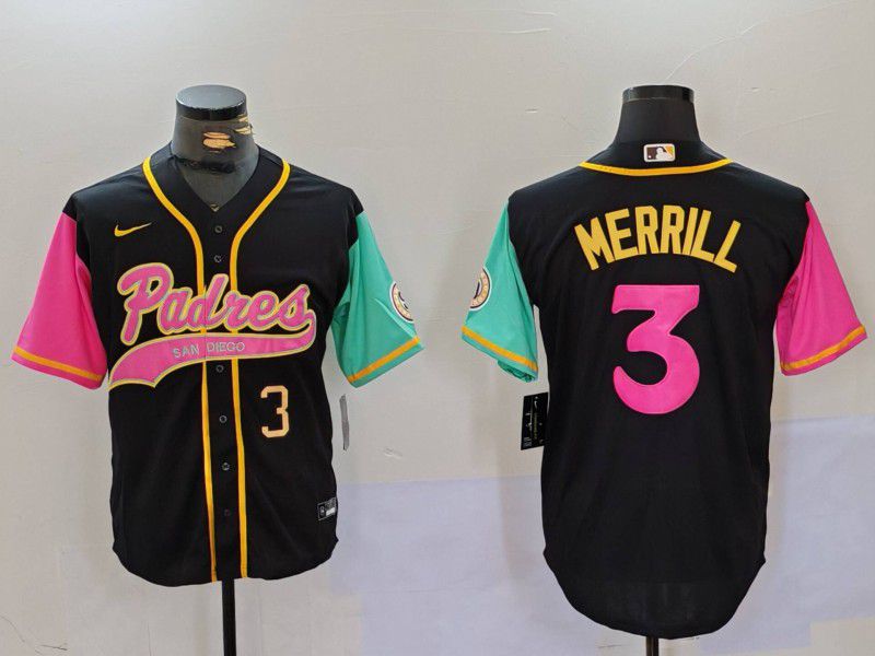 Men San Diego Padres #3 Merrill Black Joint Name 2024 Nike MLB Jersey style 6->san diego padres->MLB Jersey